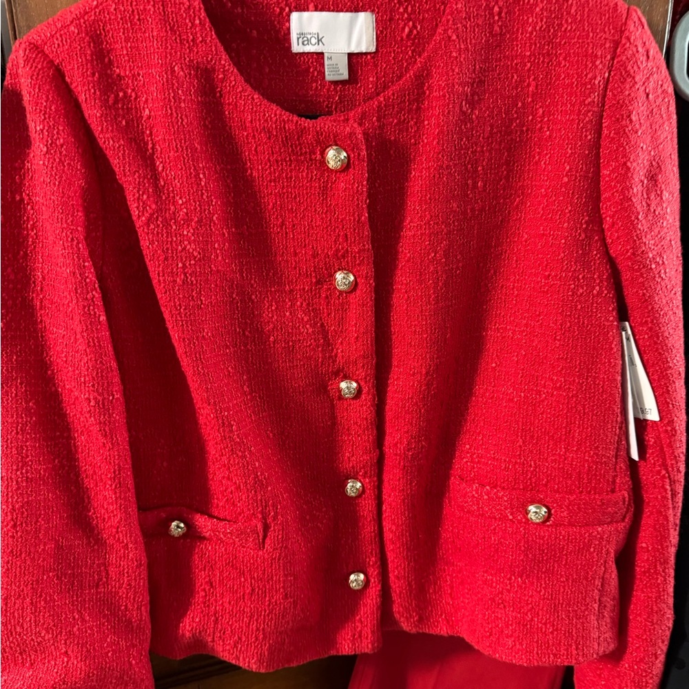 NWT Nordstrom Red Blazer with Gold Buttons